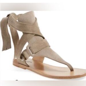 rag & bone Suede Wrap Thong Sandal in Taupe
